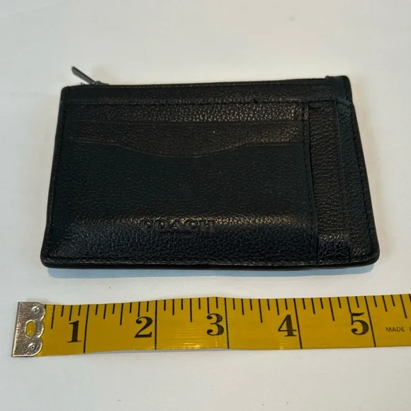 Coach Black Leather Zip Card Case Wallet - Picture 11 of 12